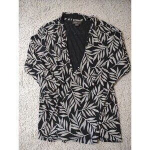 J. Jill Wearever Collection Open Front  Size PM Black White Stretchy Top